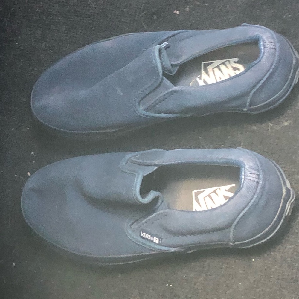 Vans navy on navy slip ons